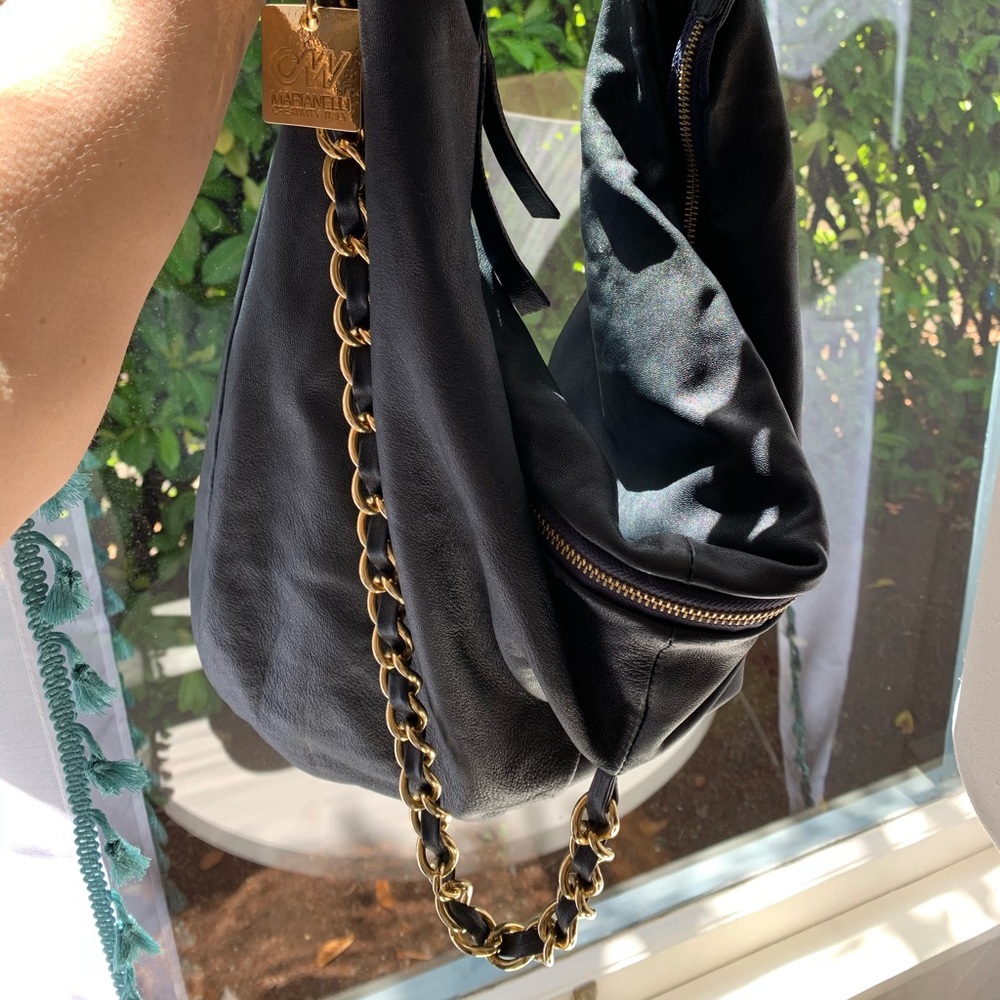 Italian Leather. Navy Hobo.